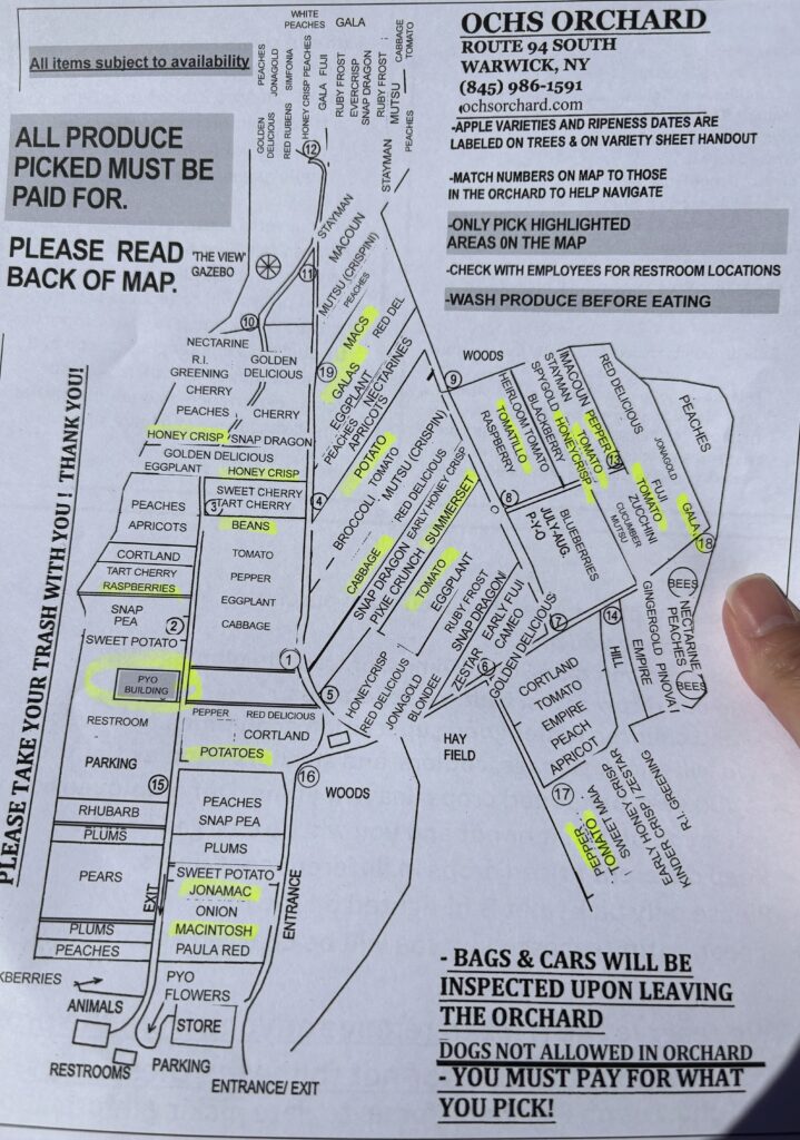 Ochs Orchard Pick Your Own farm map