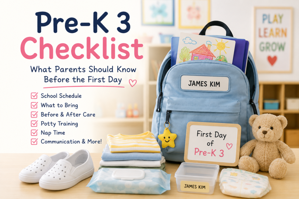 Pre-K 3 checklist for parents before the first day of preschool